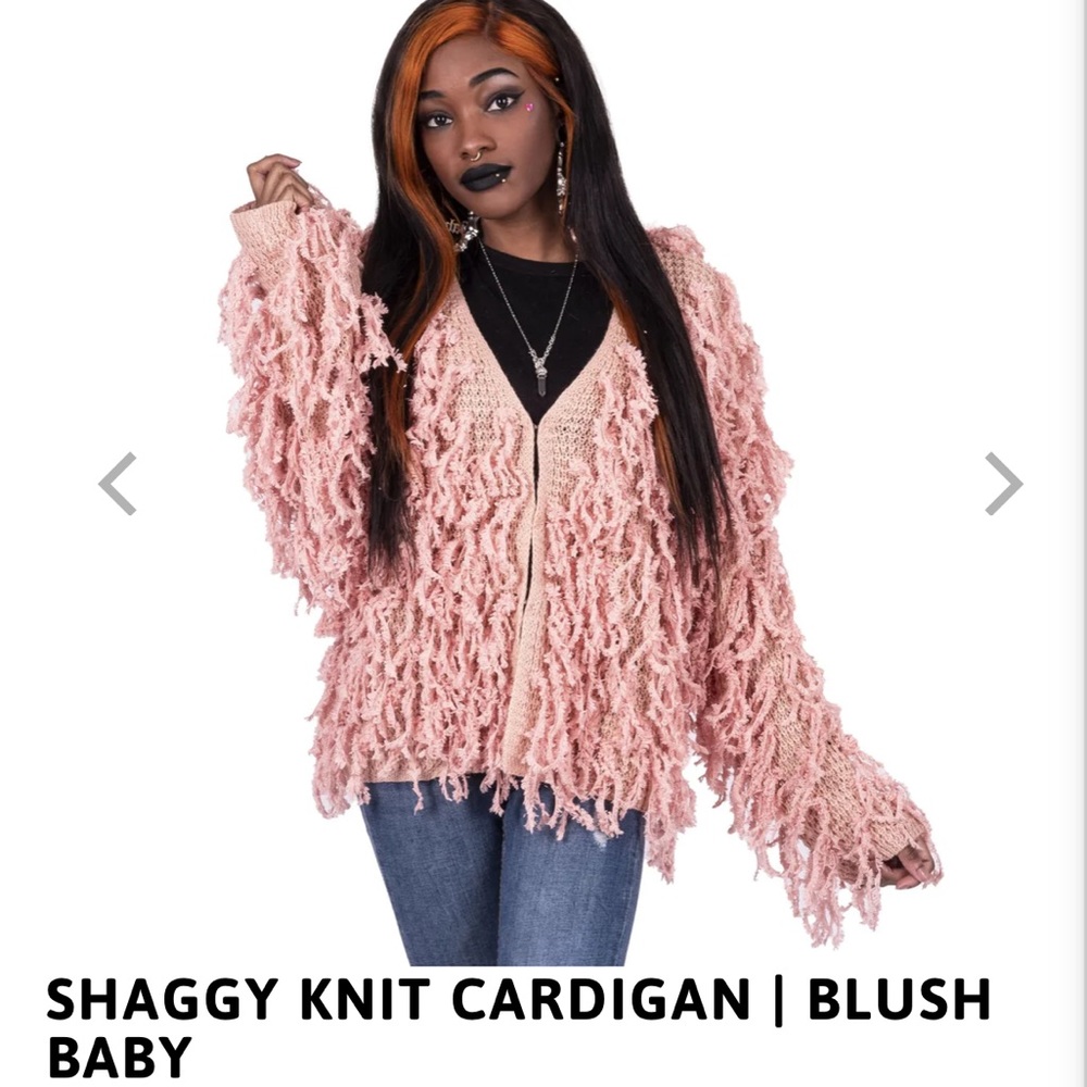 Brand new shaggy pink cardigan